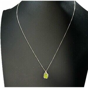 Regina Lane Jewelry 10kt Gold & Sterling Silver Peridot & Diamonds 18” Necklace